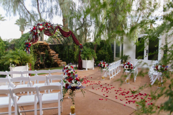 All Inclusive Waterfall Garden Package with Ceremony Water Feature and Reception Hall Near Downtown Las Vegas