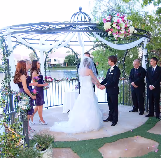 las vegas outdoor wedding packages, las vegas gazebo ceremony package lake garden views