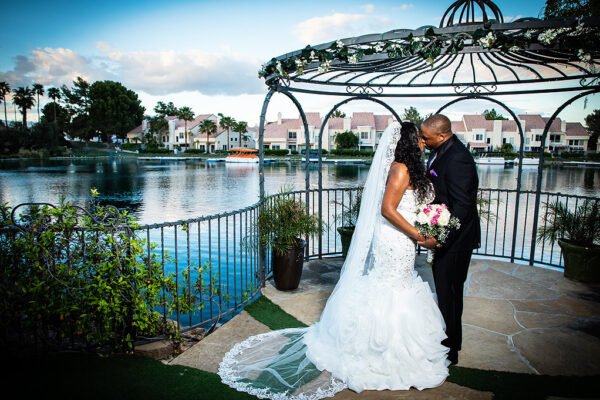 Swan Garden Wedding Ceremony Location with Lakefront Gazebo Near the Vegas Strip