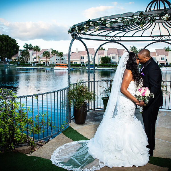 Swan Garden Wedding Ceremony Location with Lakefront Gazebo Near the Vegas Strip